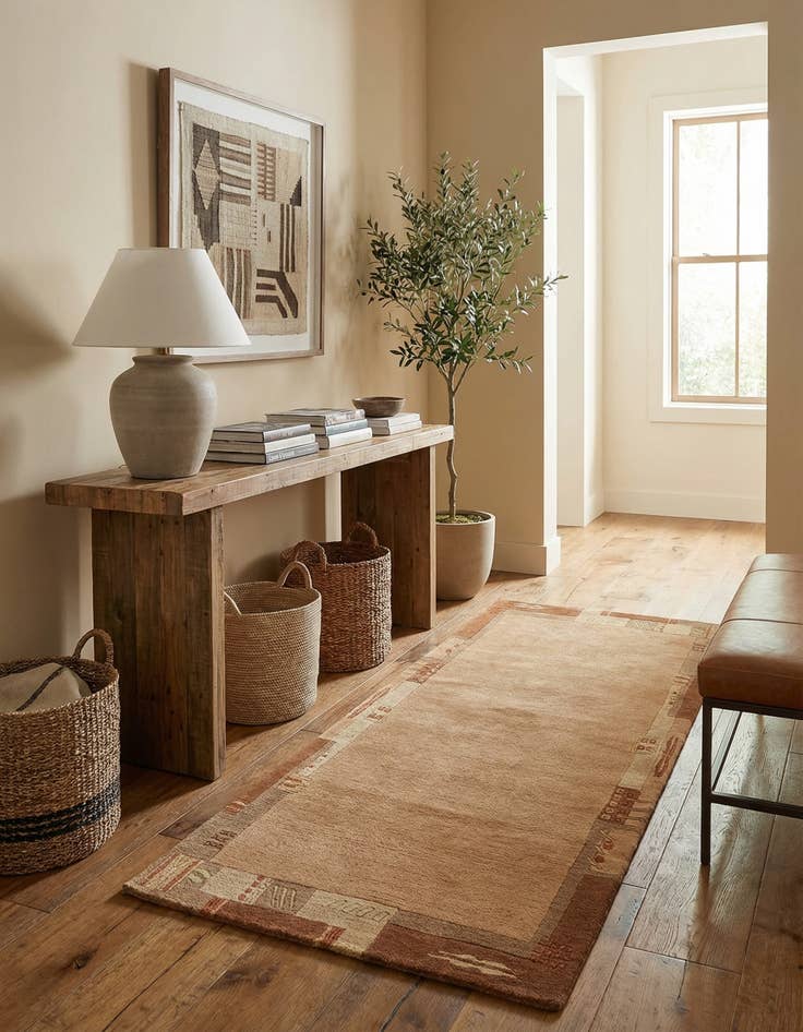 Detail image of 2' 4 x 4' 7  Hand Knotted Nepal Wool Runner Rug