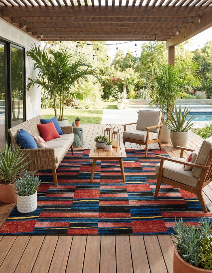 Detail image of 10' x 14'  Washable Modern Indoor / Outdoor Rug