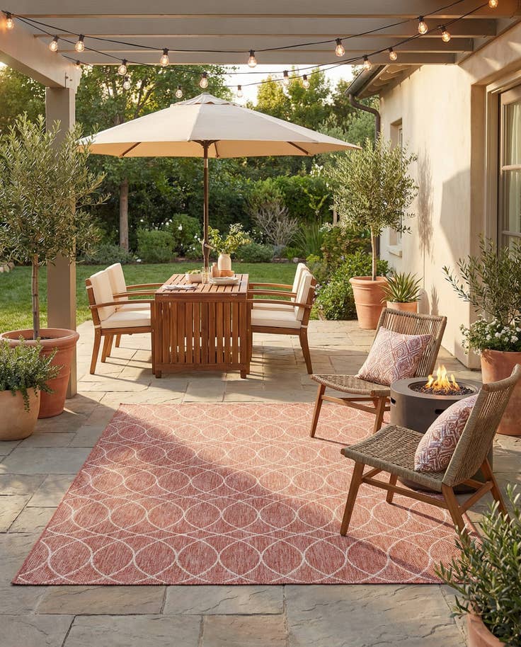 Detail image of 9' x 12' Easy-Clean Lattice Indoor / Outdoor Rug