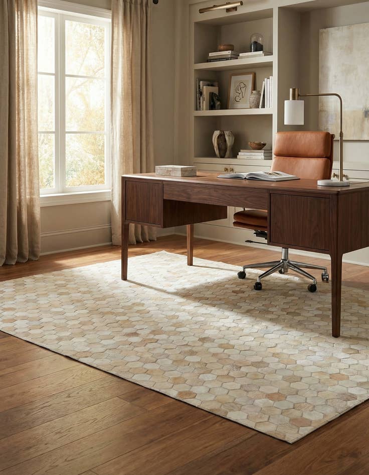 Detail image of 4' 11 x 7' 11 Cowhide Stocks Rug