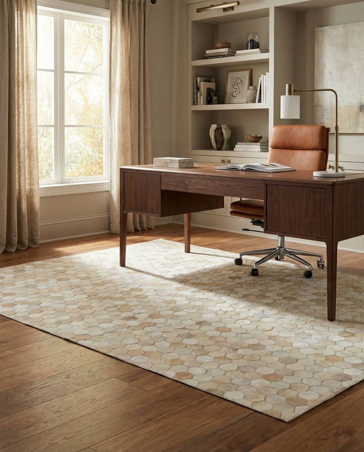 Detail image of 4' 11 x 7' 11 Cowhide Stocks Rug