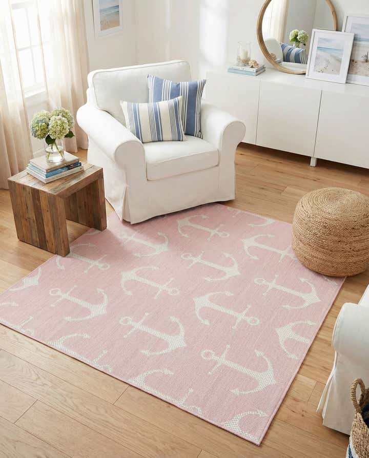 5' 3 x 5' 3 Easy-Clean Coastal Indoor / Outdoor Square Rug