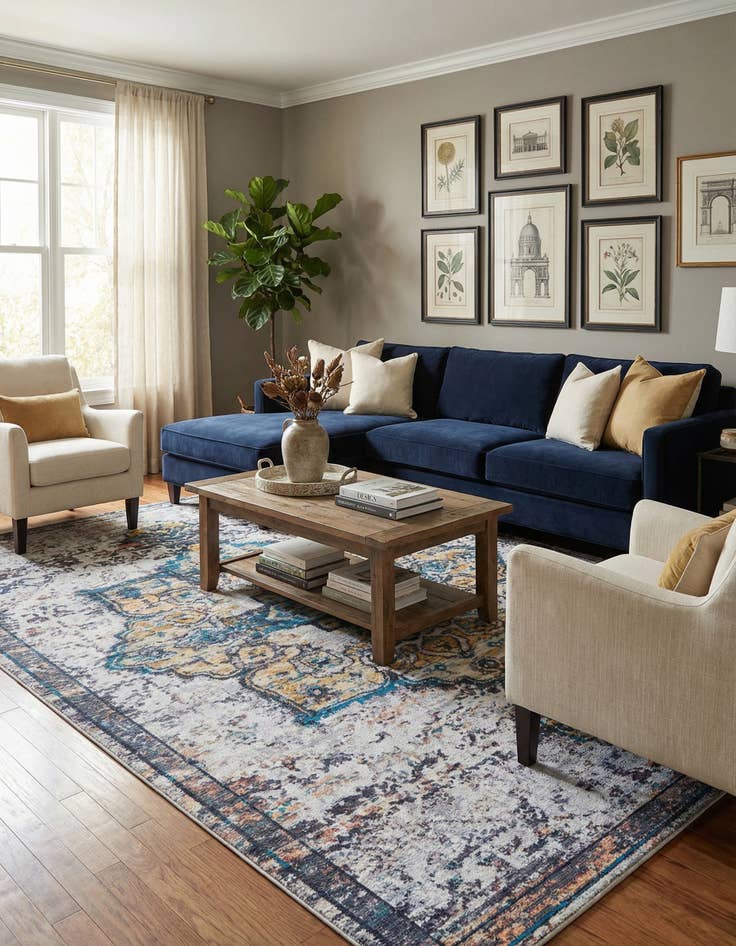 Detail image of  10' 6 x 14'  Washable Francesca Rug