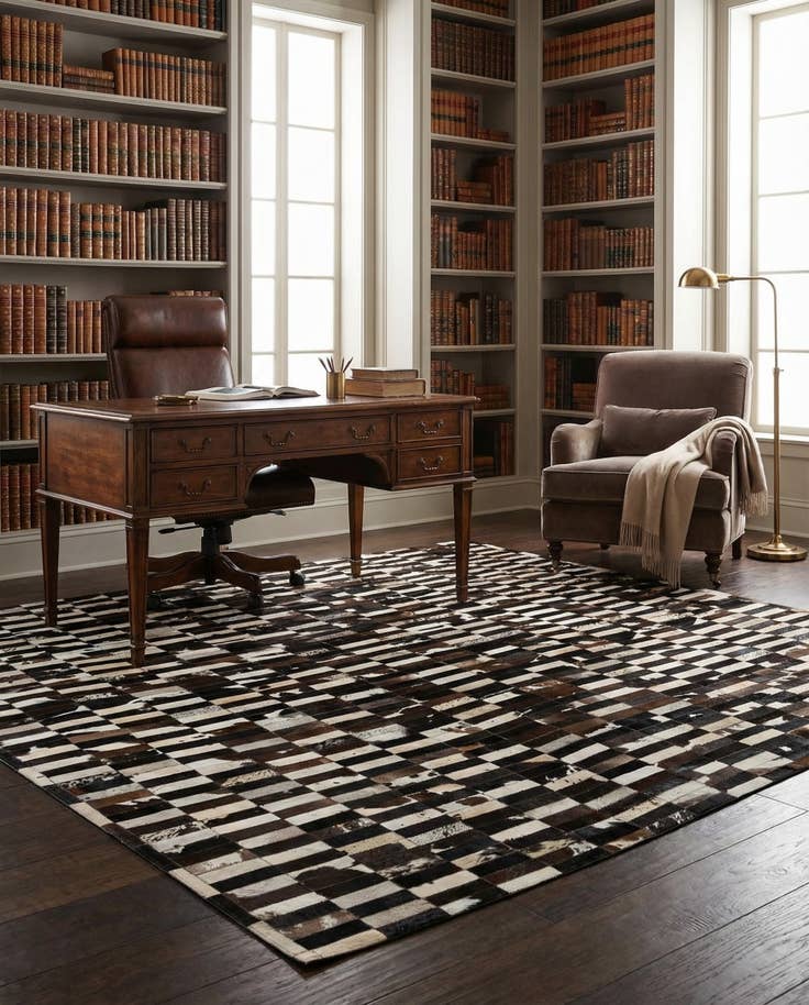 Detail image of 8' 2 x 9' 11 Cowhide - Patchwork Rug