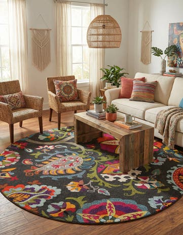 8' x 8' Washable Hyacinth Round Rug