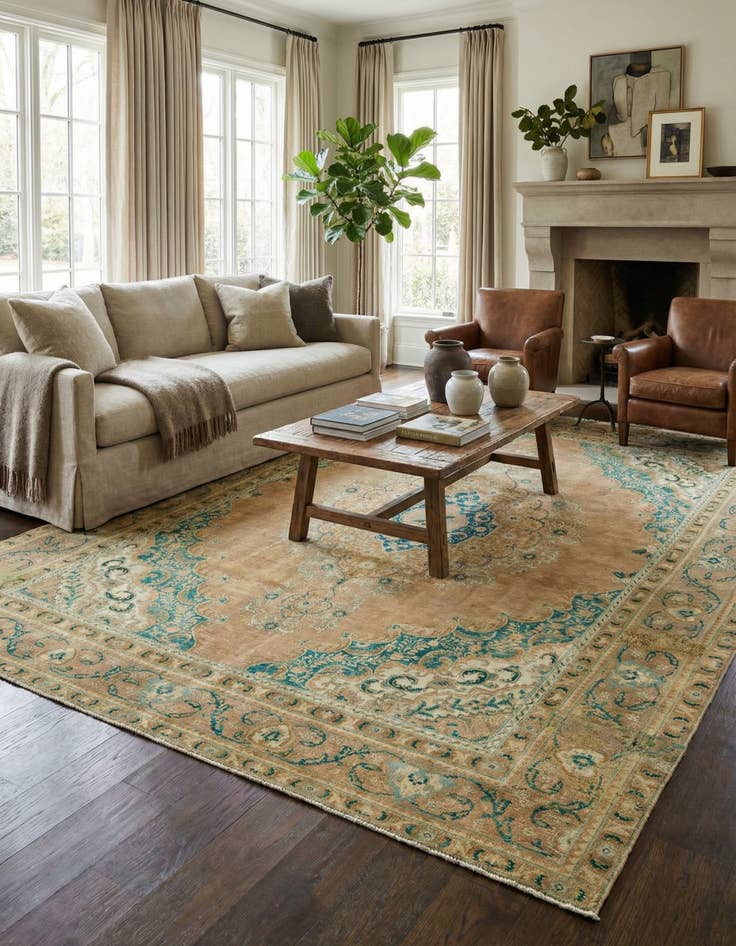 Detail image of 9' 6 x 12' 7 Hand Knotted Ultra Vintage Persian Wool Rug