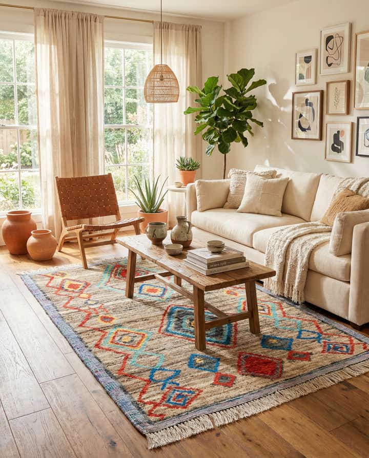 5' 1 x 7' 5 Hand Knotted Moroccan Wool Rug