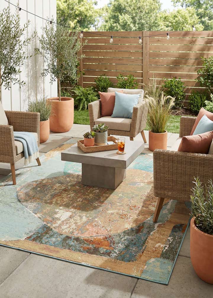 7' 10 x 10' Easy-Clean Modern Indoor / Outdoor Rug