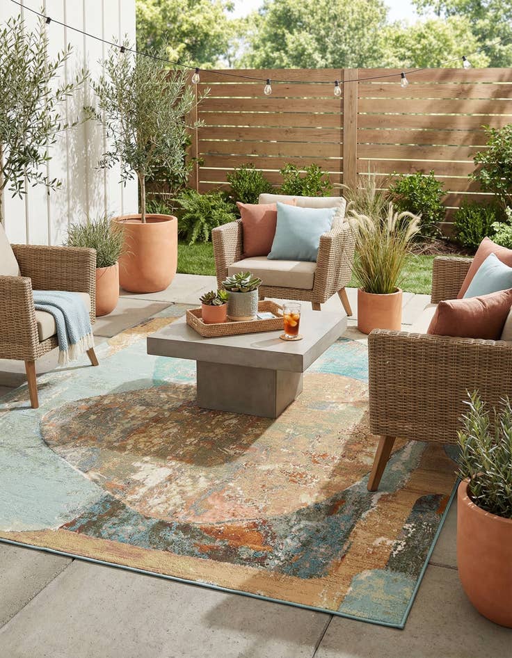 Detail image of 7' 10 x 10'  Washable Modern Indoor / Outdoor Rug