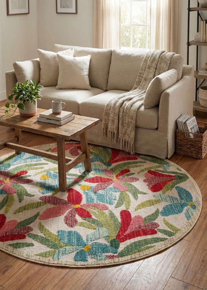 6' x 6' Easy-Clean Casablanca Indoor / Outdoor Round Rug