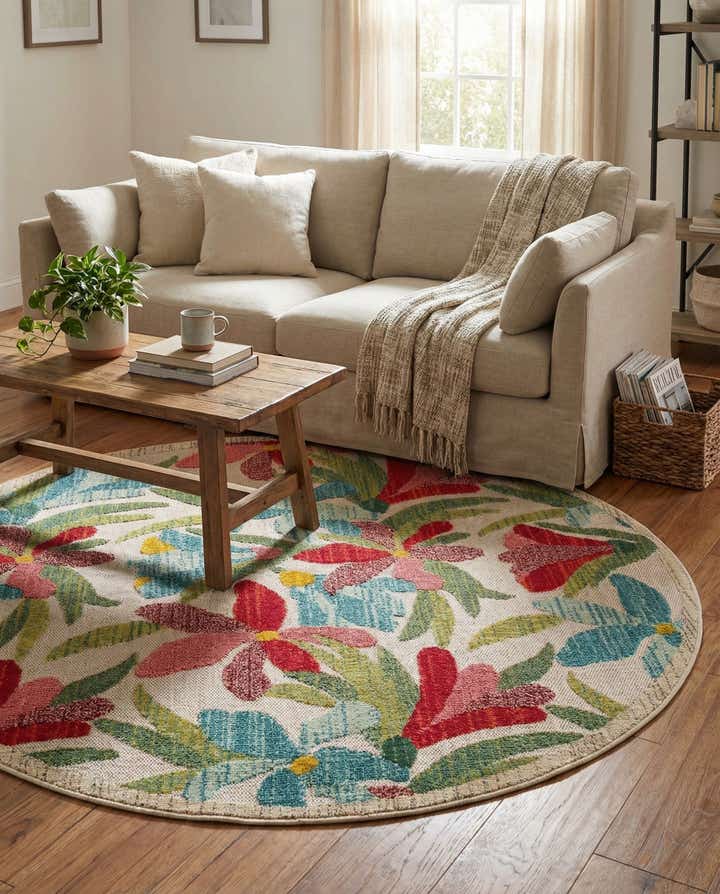 6' x 6' Easy-Clean Casablanca Indoor / Outdoor Round Rug