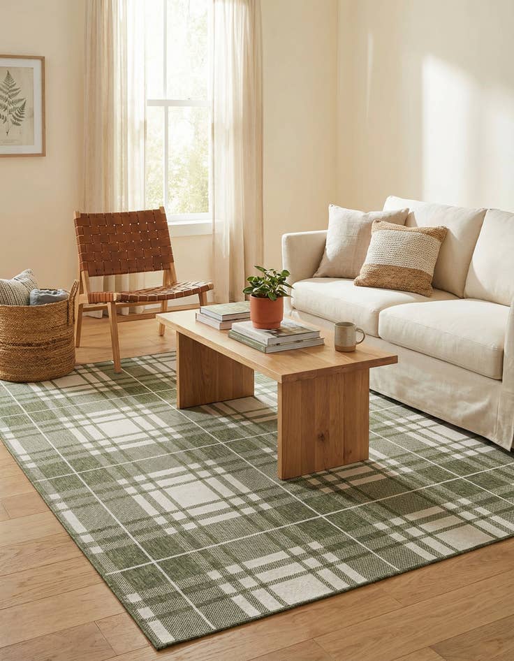 Detail image of  7' 10 x 10'  Washable Checkered Indoor / Outdoor Rug