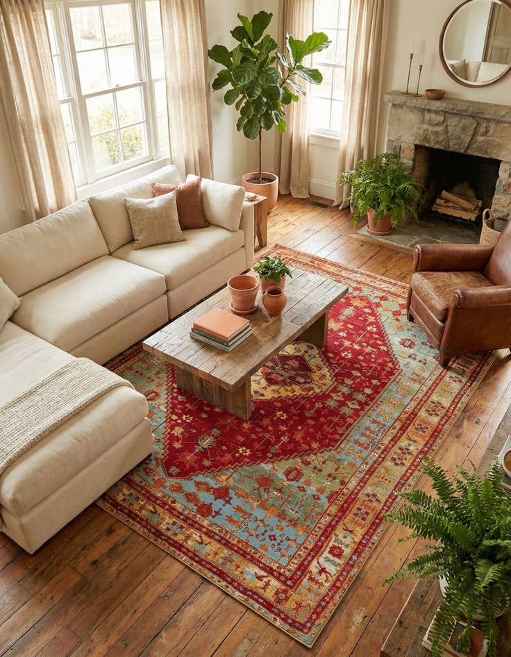 Detail image of 9' x 12'  Washable Traditional Indoor / Outdoor Rug