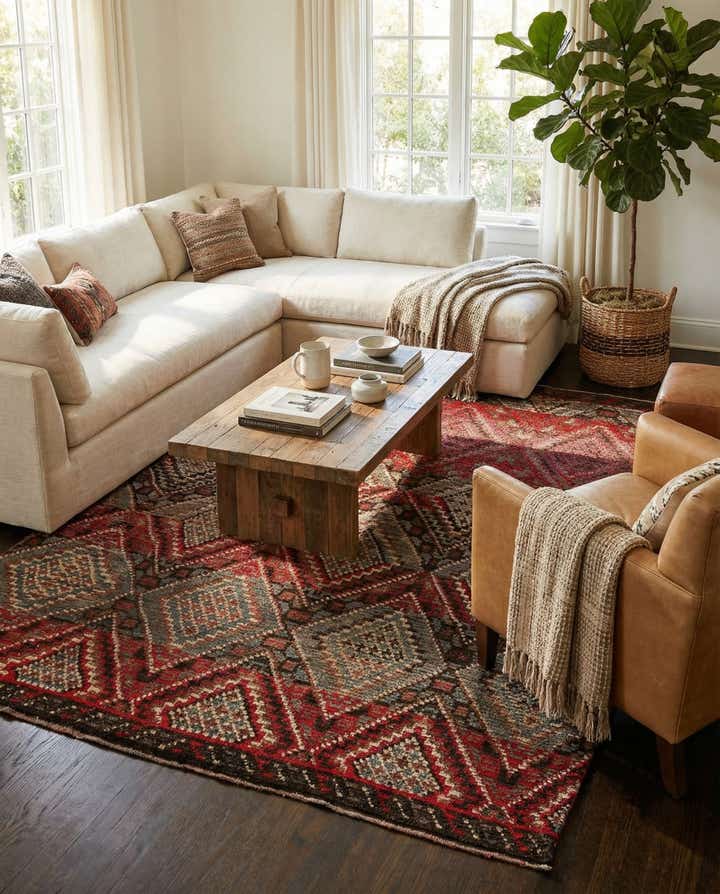 7' 8 x 9' 8 Hand Knotted Moroccan Wool Rug