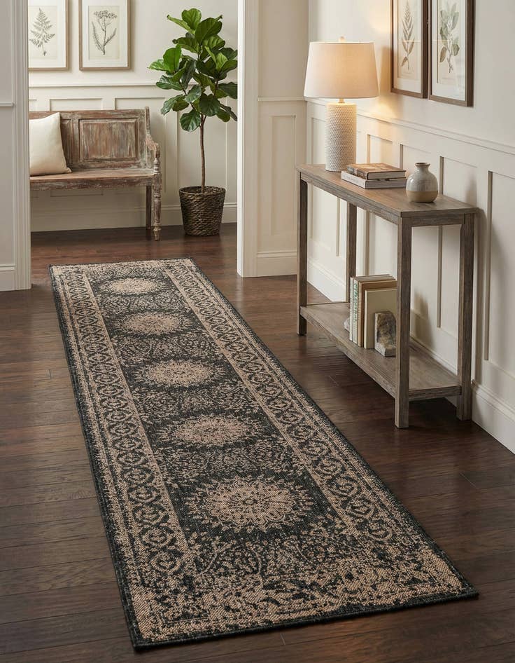 Detail image of  2' 7 x 12'  Washable Traditional Indoor / Outdoor Runner Rug