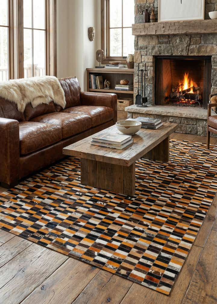 4' 11 x 7' 9 Cowhide - Patchwork Rug