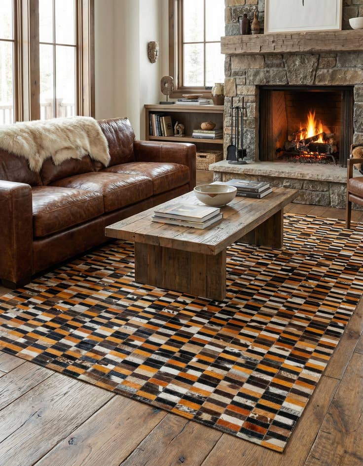 Detail image of  4' 11 x 7' 9 Cowhide - Patchwork Rug