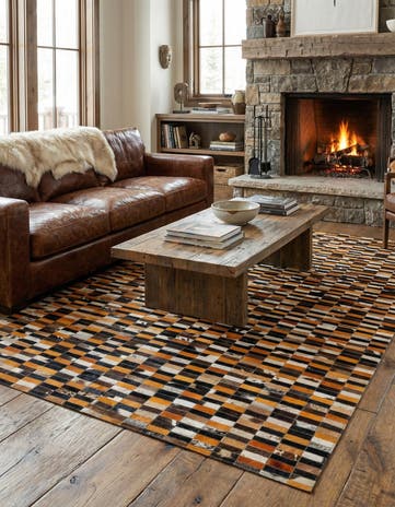4' 11 x 7' 9 Cowhide - Patchwork Rug