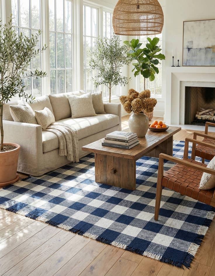 Detail image of 10' x 14' Eco Plaid   Washable Indoor / Outdoor Rug