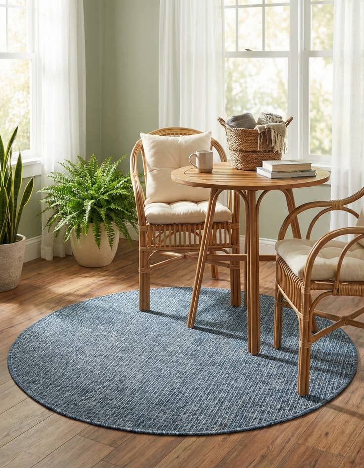 Detail image of 3' x 3'  Washable Solid Indoor / Outdoor Round Rug