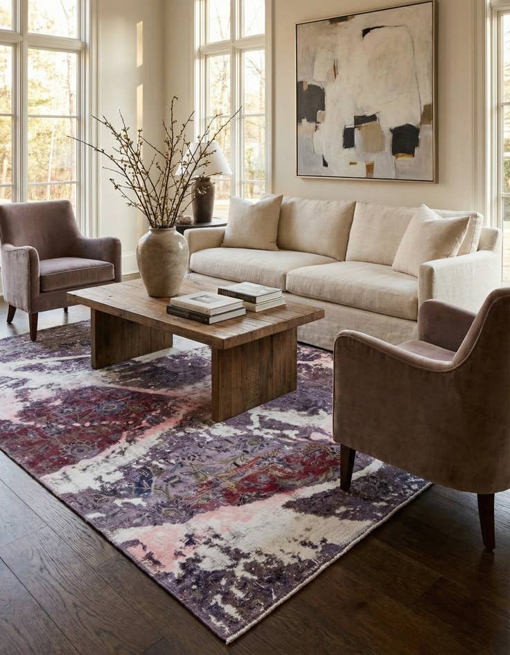 Detail image of 5' x 5' 7  Hand Knotted Ultra Vintage Persian Wool Square Rug