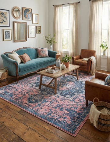 Salmon Pink Washable Renaissance Rug