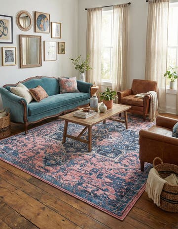 Salmon Pink Washable Renaissance Rug