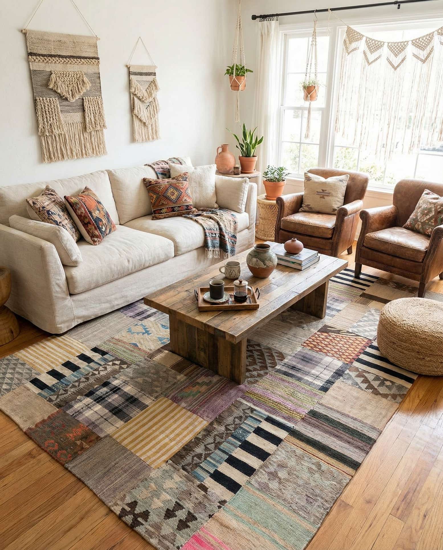 6' 7 x 10' Hand Woven Kilim Patchwork Wool Rug