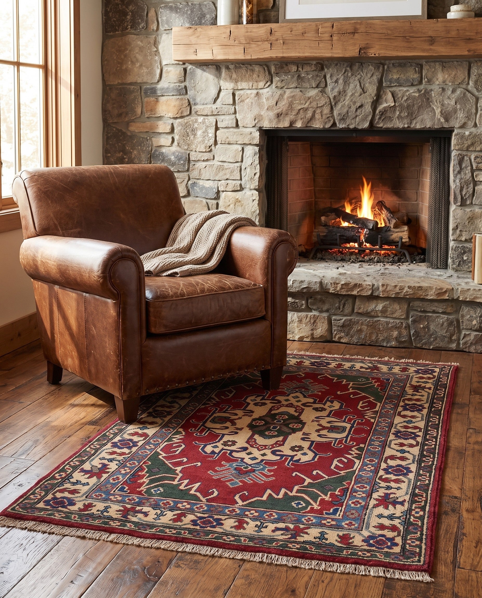 3' 6 x 5' 5 Hand Knotted Kazak Rug