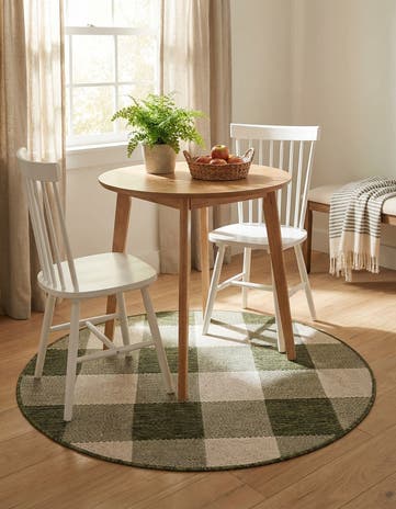 3' x 3' Easy-Clean Checkered Indoor / Outdoor Round Rug