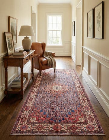 5' 9 x 10' 8 Hand Knotted Hossainabad Persian Wool Runner Rug