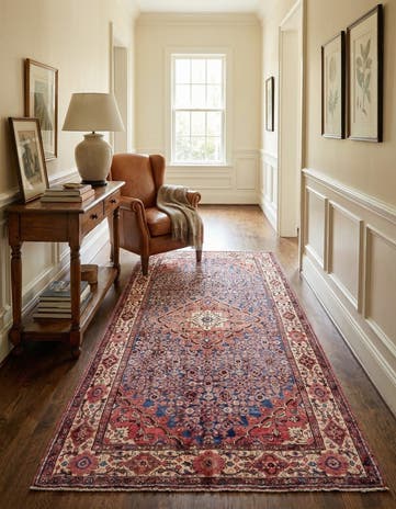 5' 9 x 10' 8 Hand Knotted Hossainabad Persian Wool Runner Rug