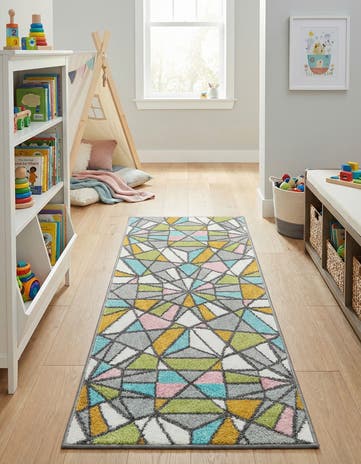 2' 2 x 5' 1 Stained Glass Whimsy Kids Runner Rug