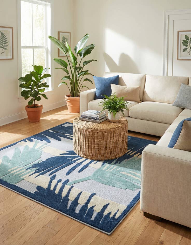 Detail image of 5' 3 x 5' 3  Washable Aruba Indoor / Outdoor Square Rug