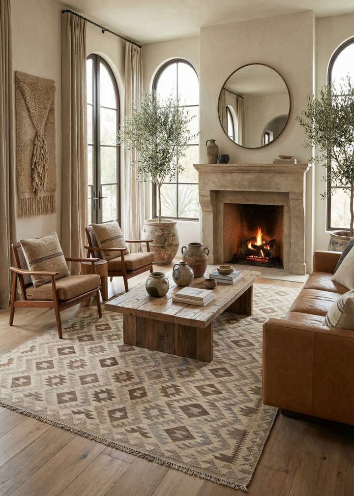 6' 5 x 9' 10 Hand Woven Kilim Maymana Wool Rug