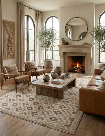 6' 5 x 9' 10 Hand Woven Kilim Maymana Wool Rug