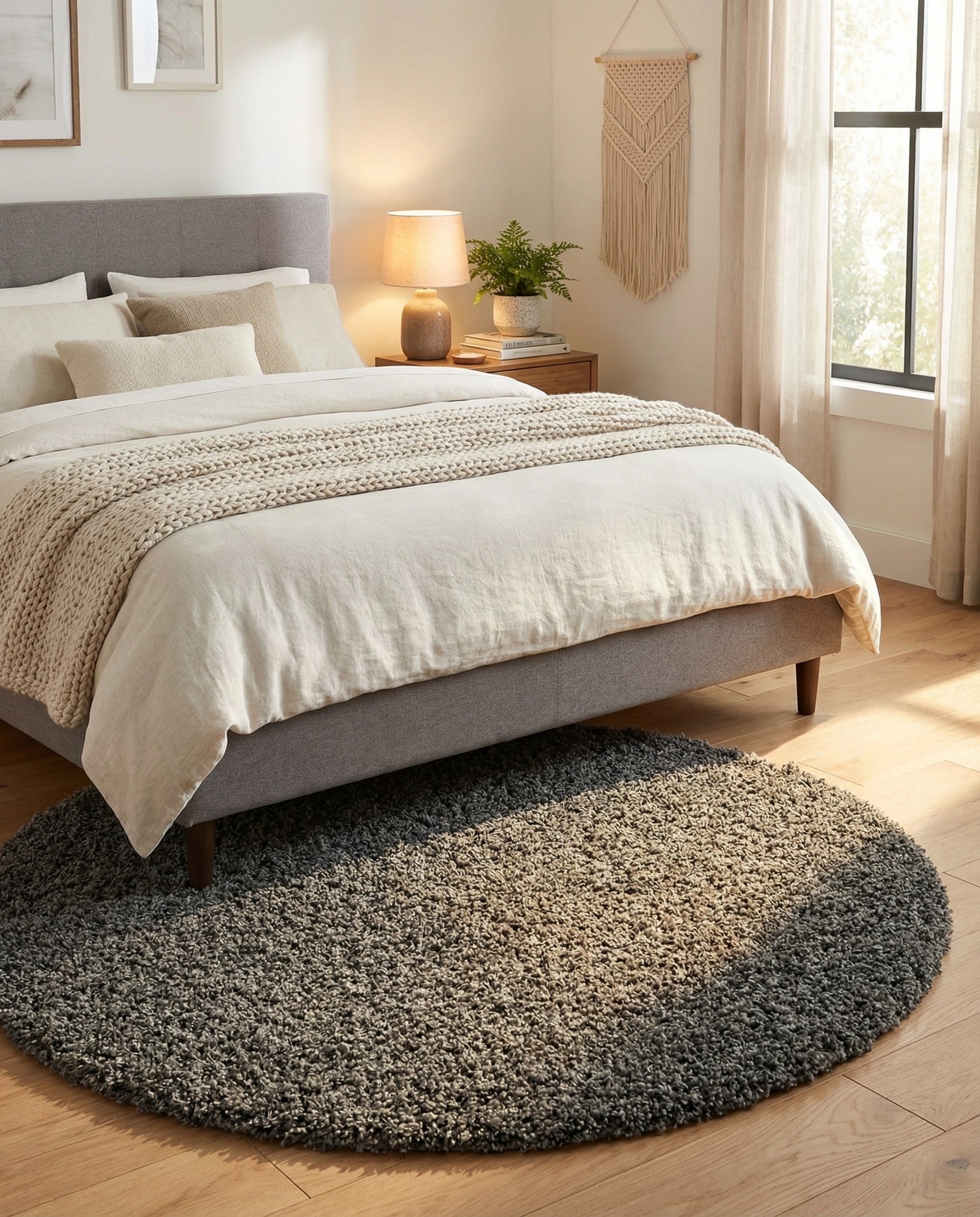  4' x 4' Solid Shag Round Rug