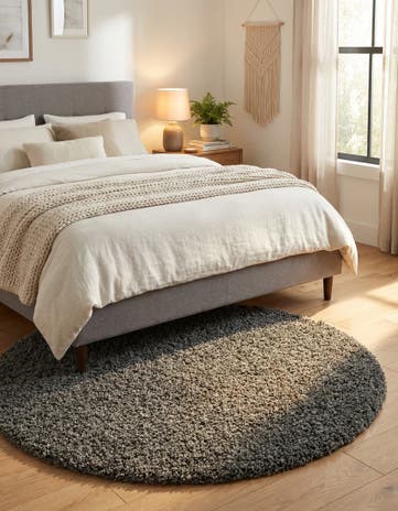 4' x 4' Solid Shag Round Rug