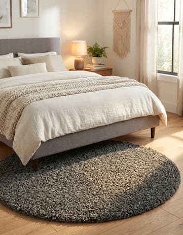 4' x 4' Solid Shag Round Rug