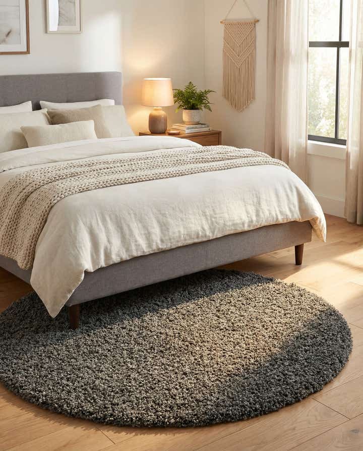 4' x 4' Solid Shag Round Rug