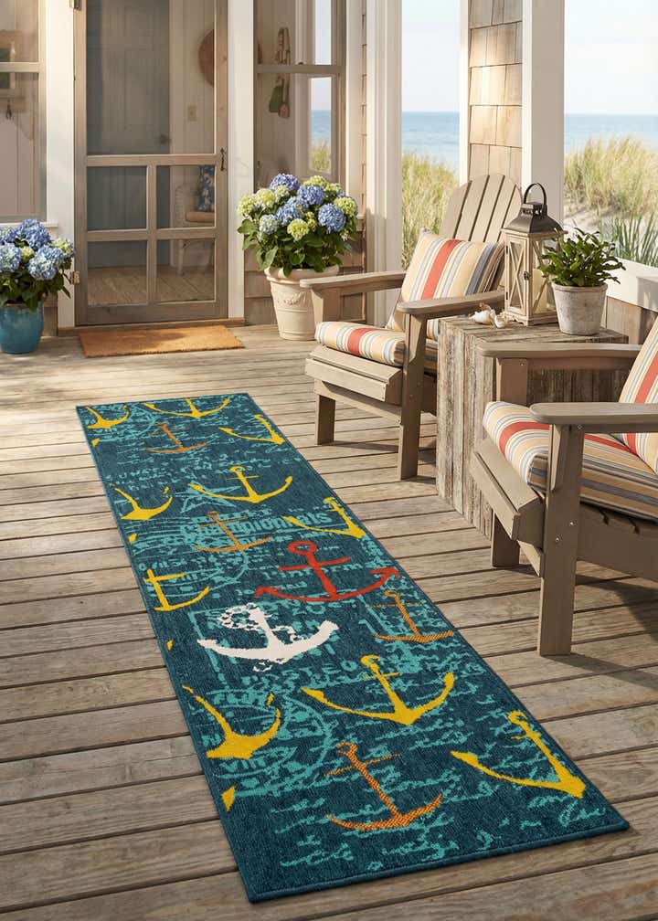 2' x 8' Easy-Clean Coastal Indoor / Outdoor Runner Rug