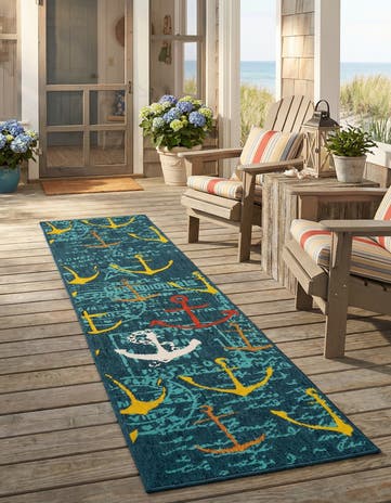 2' x 8' Easy-Clean Coastal Indoor / Outdoor Runner Rug