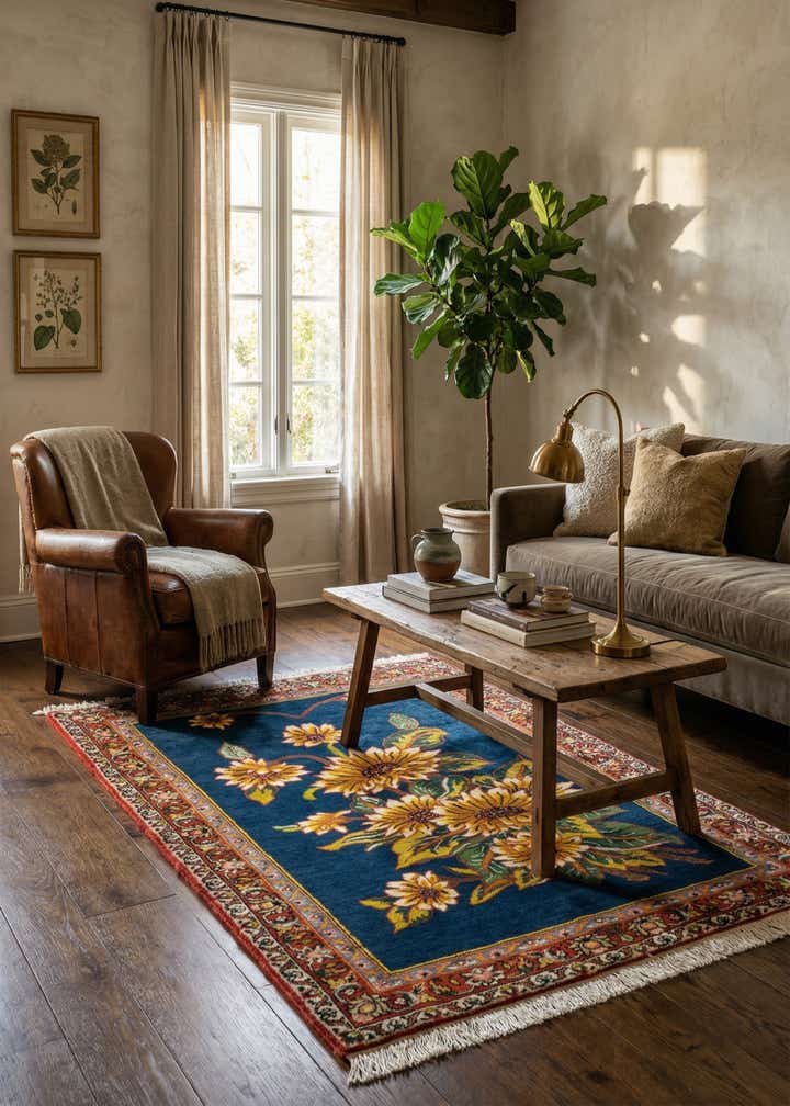 3' 5 x 4' 10 Hand Knotted Bachtiar Persian Wool Rug