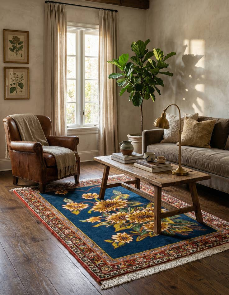 Detail image of  3' 5 x 4' 10  Hand Knotted Bachtiar Persian Wool Rug