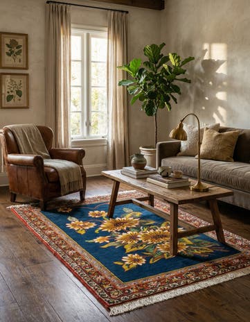 3' 5 x 4' 10 Hand Knotted Bachtiar Persian Wool Rug