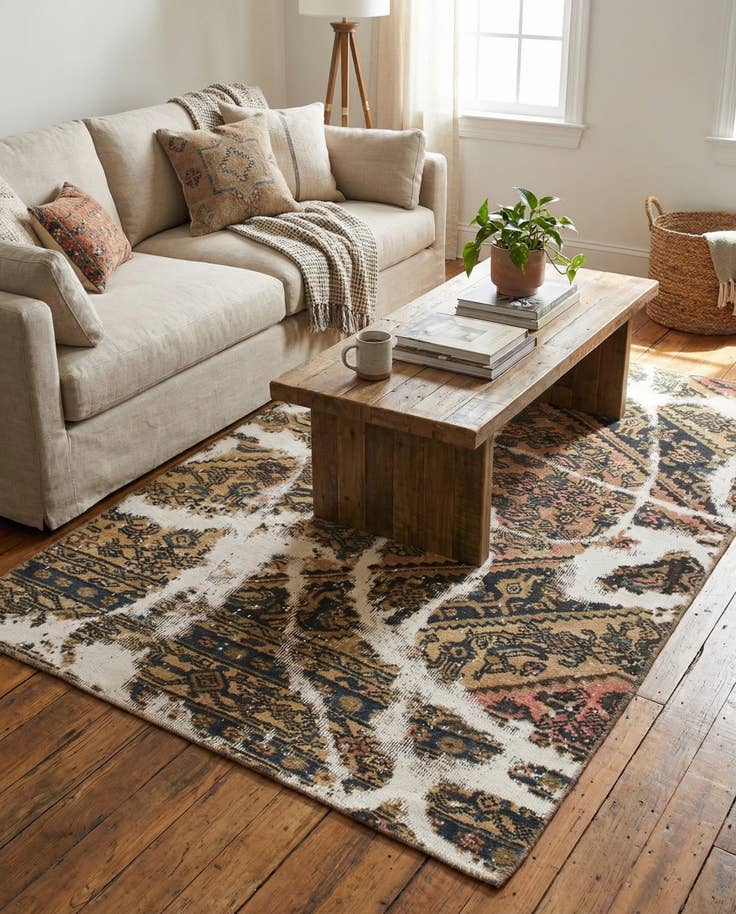 Detail image of 4' x 5' 9 Hand Knotted Ultra Vintage Persian Wool Rug