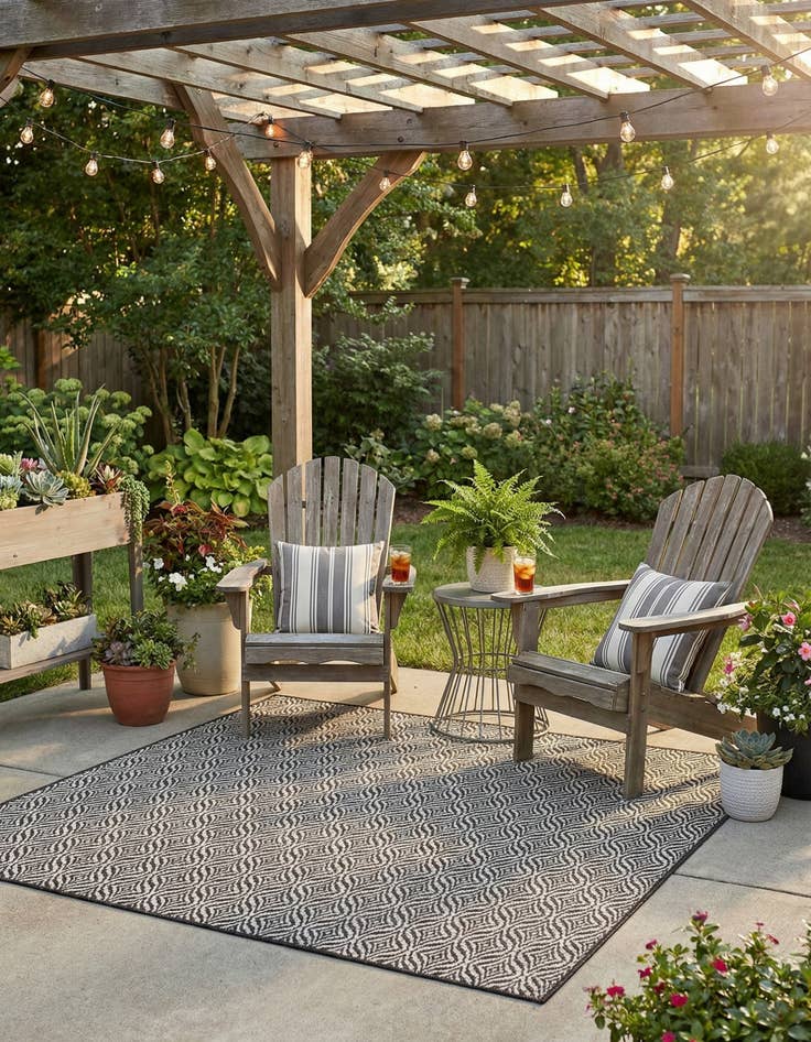 Detail image of 6' x 6'  Washable Trellis Indoor / Outdoor Square Rug