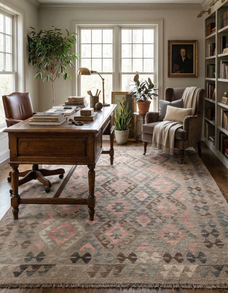 Detail image of  6' x 8' 3  Hand Woven Kilim Maymana Wool Rug