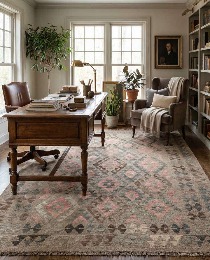 6' x 8' 3 Hand Woven Kilim Maymana Wool Rug