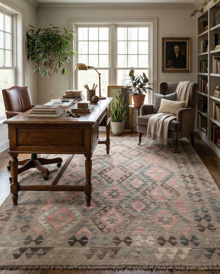 Detail image of 6' x 8' 3 Hand Woven Kilim Maymana Wool Rug